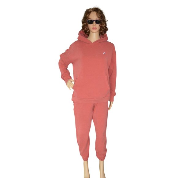 Zyia Active Rust Orange Sweat Set Hoodie Pants Size Large Fall Activewear Casual - Picture 1 of 10
